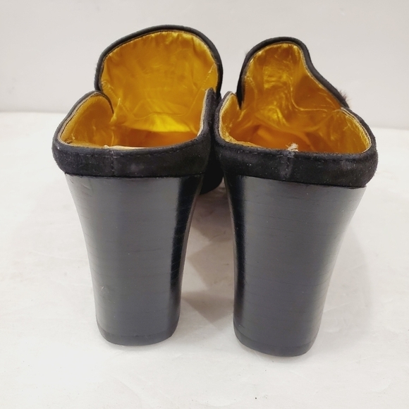 NEW Saks Fifth Avenue Black Suede Mules Heels - Picture 3 of 4